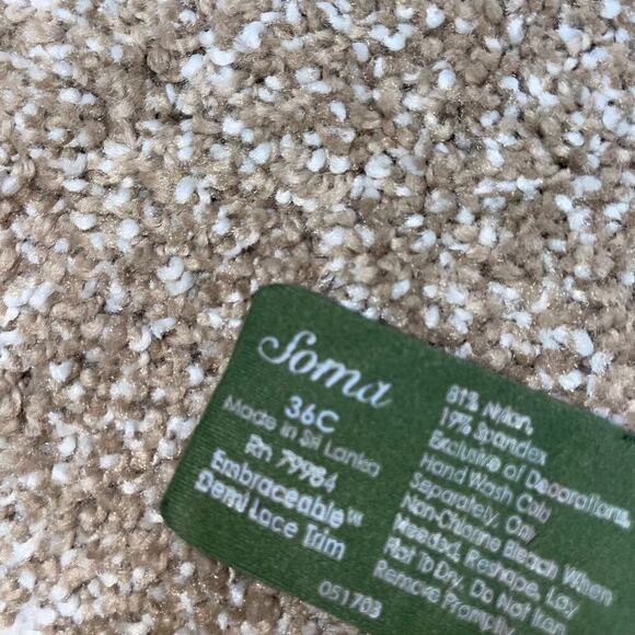 Soma Bra 36C olive green lace trim underwire padded push up excellent condition - Picture 3 of 5